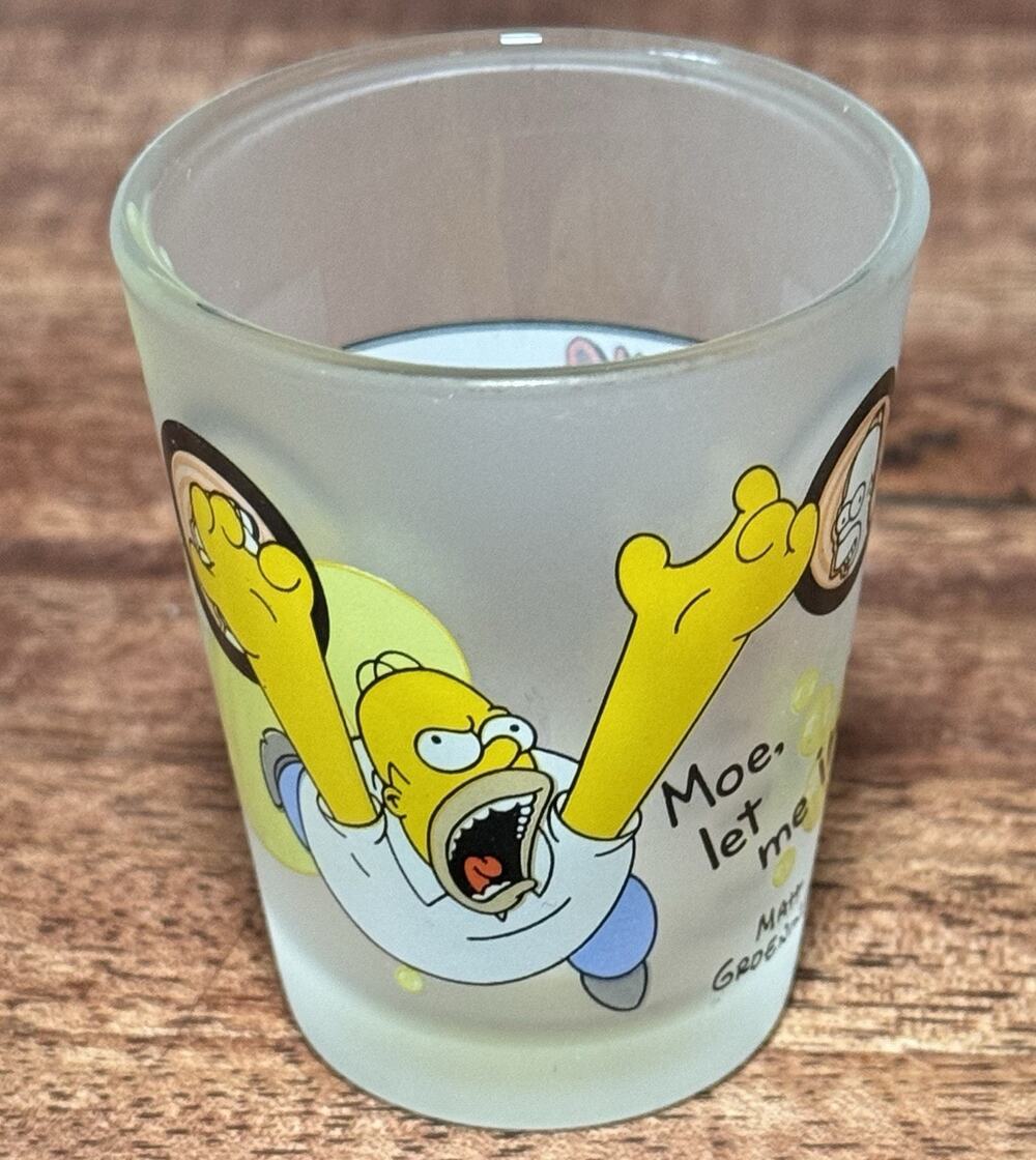 Vintage The Simpsons Homer Shot Glass 2000 "Moe let me in"